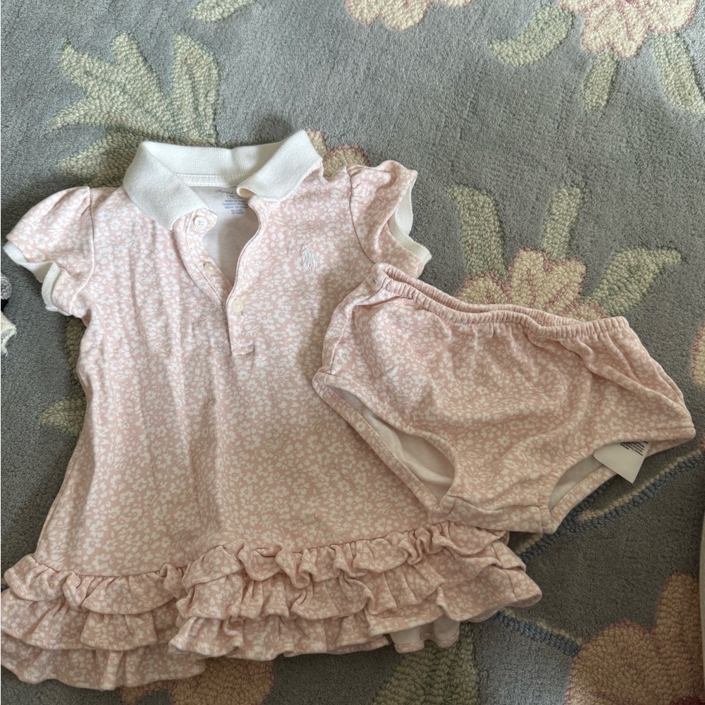 Ralph Lauren Pink and White Baby Dress